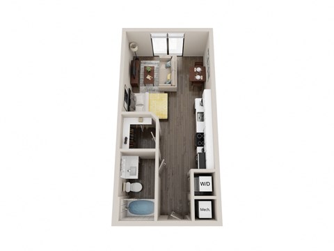 Floor plan for studio, 1 bath, 467 sqft